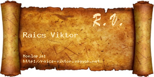 Raics Viktor névjegykártya